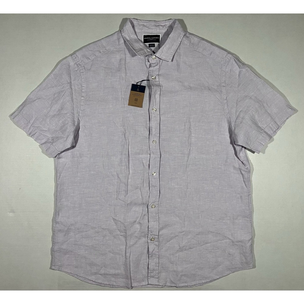 Charles Tyrwhitt Pure Linen Classic Fit Shirt Mens Size XL Lilac New with Tags